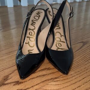Sam Edelman Glossy Black Slingback Heels